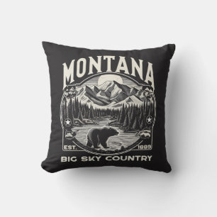 Vintage Montana Big Sky Country Throw Pillow