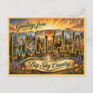 Vintage Montana Greeting From Postcard