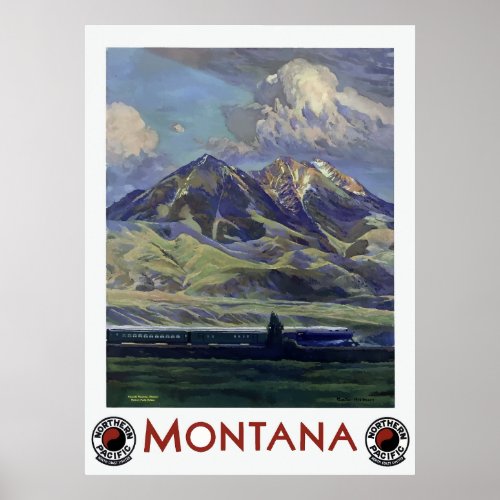Vintage Montana Landscape Travel by Train Poster
