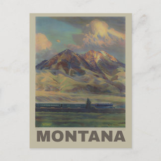Vintage Montana Mountains Train Travel Postcard