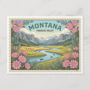 Vintage Montana Paradise Valley Yellowstone River  Postcard