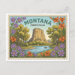 Vintage Montana Pompeys Pillar National Monument T Postcard