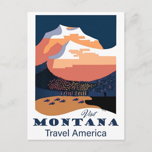 Vintage Montana Tourism Travel Poster Postcard (Front)
