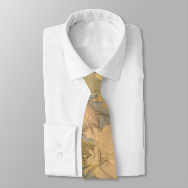 Vintage Montana & Wyoming Geological Map (1872) Neck Tie (Tied)