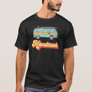 Vintage Montauk Beach Ny Retro Hippie Van Surfing T-Shirt