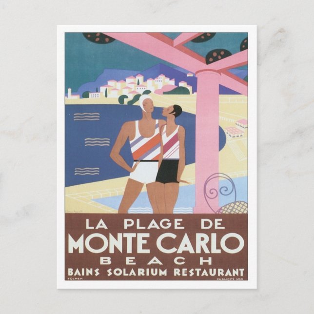 Vintage Monte Carlo Beach Postcard (Front)