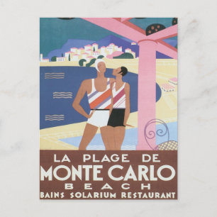 Vintage Monte Carlo Beach Postcard