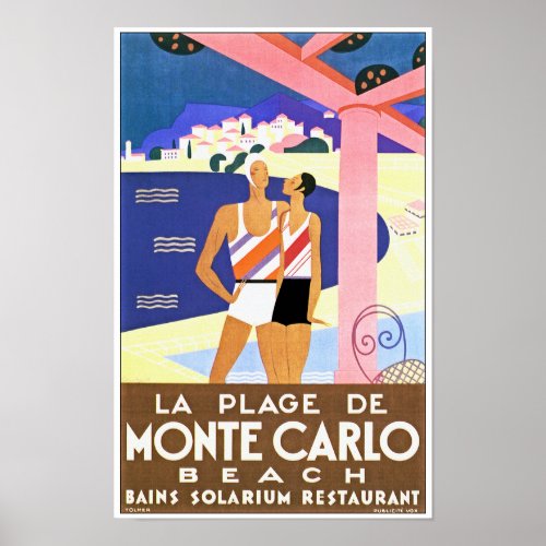 Vintage Monte Carlo Beach Poster