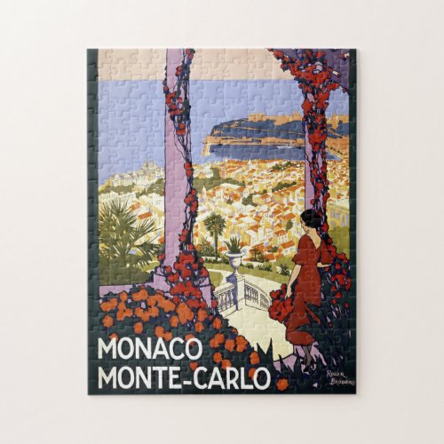 Vintage Monte Carlo Monaco Travel Illustration Jigsaw Puzzle