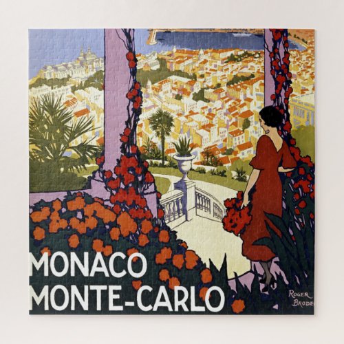 Vintage Monte Carlo Monaco Travel Illustration Jigsaw Puzzle