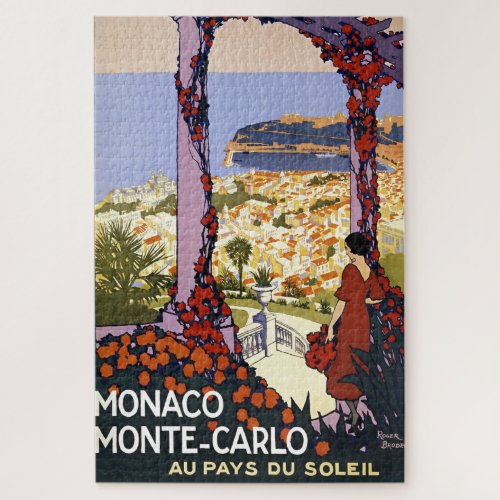 Vintage Monte Carlo Monaco Travel Illustration Jigsaw Puzzle