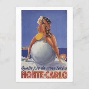 Vintage Monte Carlo Two Women in Swimsuits Postcard