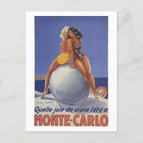 Vintage Monte Carlo Two Women in Swimsuits  Postcard