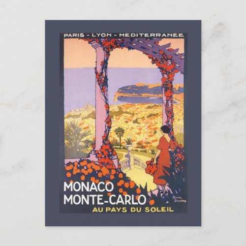 Vintage Montecarlo Monaco Poster postcard