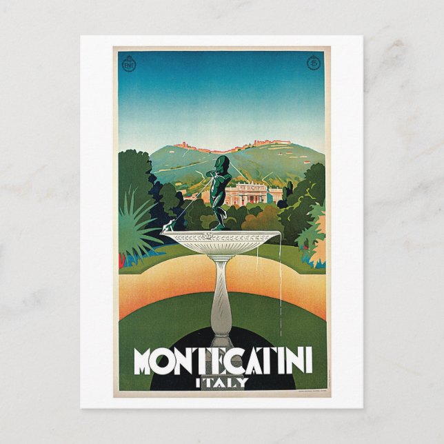 Vintage Montecatini Italian travel advert Postcard (Front)