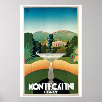 Vintage Montecatini Italian travel advert Poster
