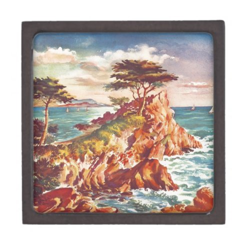 Vintage Monterey Coastline Californian Tourism USA Jewelry Box