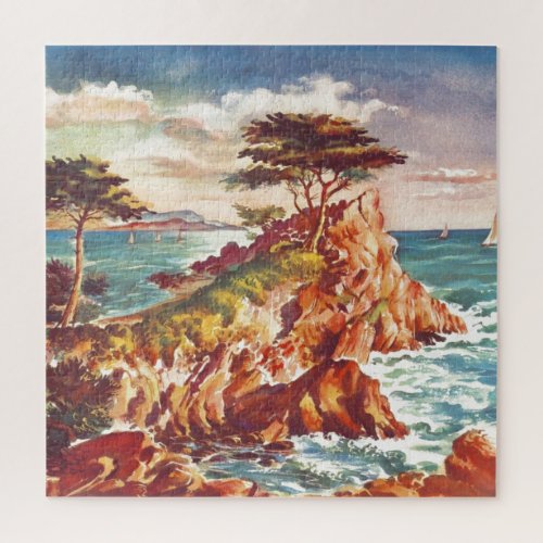 Vintage Monterey Coastline Californian Tourism USA Jigsaw Puzzle