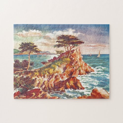 Vintage Monterey Coastline Californian Tourism USA Jigsaw Puzzle