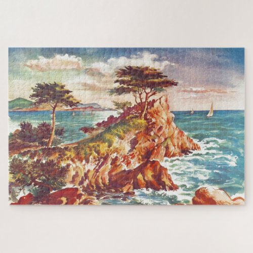 Vintage Monterey Coastline Californian Tourism USA Jigsaw Puzzle