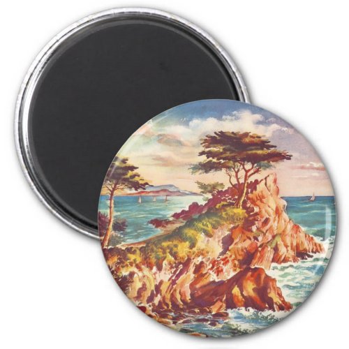 Vintage Monterey Coastline Californian Tourism USA Magnet