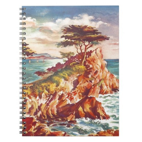 Vintage Monterey Coastline Californian Tourism USA Notebook