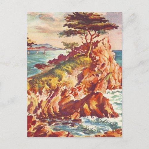 Vintage Monterey Coastline Californian Tourism USA Postcard