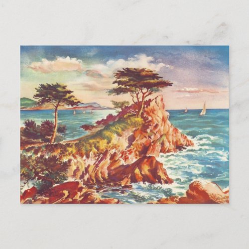 Vintage Monterey Coastline Californian Tourism USA Postcard