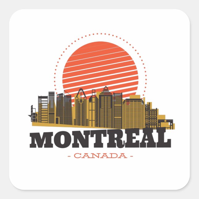 Vintage Montreal Canada Skyline  Square Sticker (Front)
