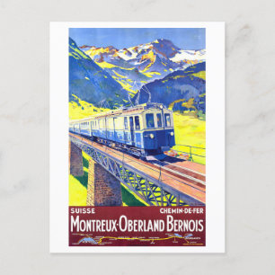 Vintage Montreux-Oberland Bernois Travel Poster Postcard