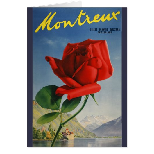 Vintage Montreux Red Rose Switzerland Geneva Lake (Front)