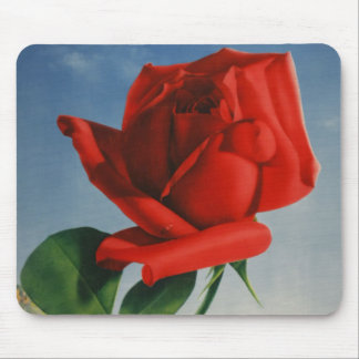Vintage Montreux Red Rose Switzerland Geneva Lake Mouse Pad
