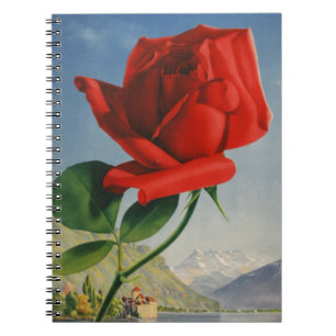 Vintage Montreux Red Rose Switzerland Geneva Lake Notebook
