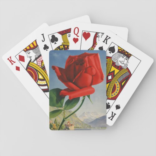 Vintage Montreux Red Rose Switzerland Geneva Lake Playing Cards