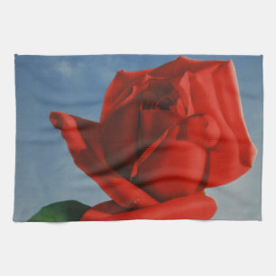 Vintage Montreux Red Rose Switzerland Geneva Lake Towel