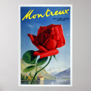 Vintage Montreux Switzerland Travel Poster