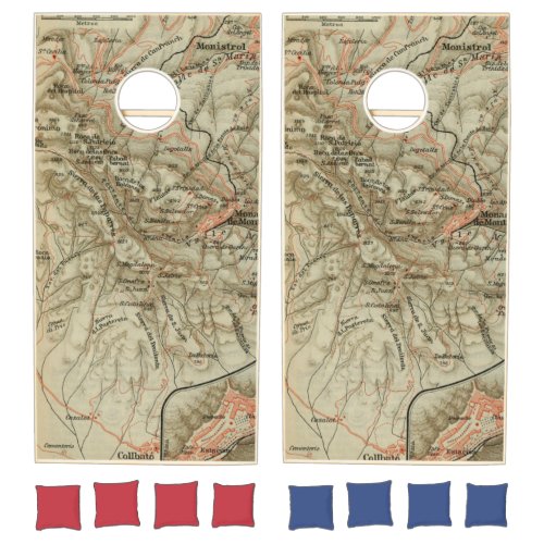 Vintage Montserrat Spain Map 1913 Cornhole Set