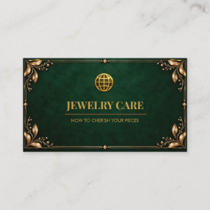 Vintage Moody Emerald Gold Jewelry Care Card