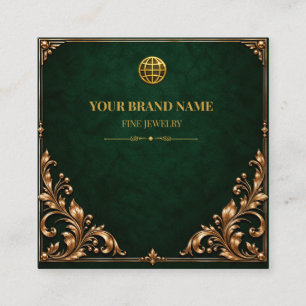 Vintage Moody Emerald Gold Necklace Card