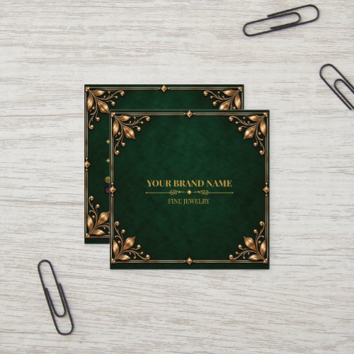 Vintage Moody Emerald Gold Square Ring Card