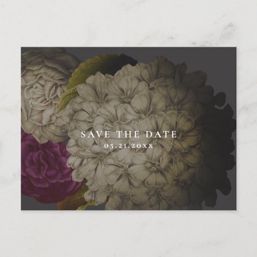 Vintage Moody Floral Save the Date Announcement Postcard