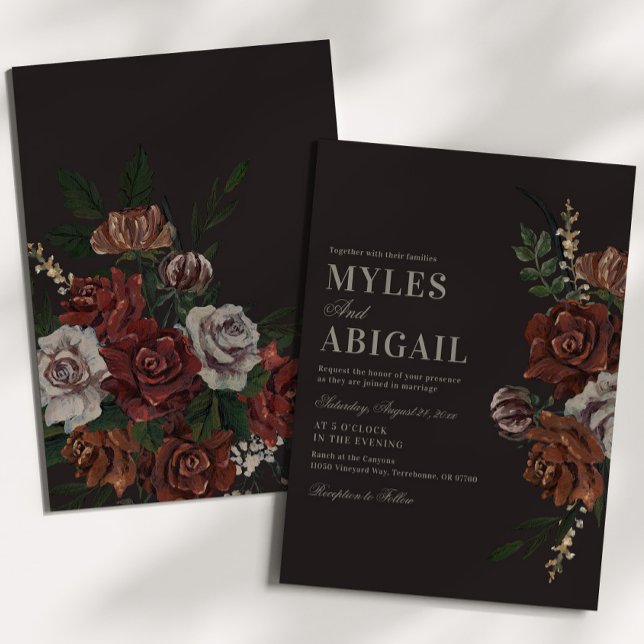 Vintage Moody Florals Wedding Invitation (Creator Uploaded)