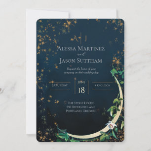 Vintage Moon and Stars Wedding Invitations