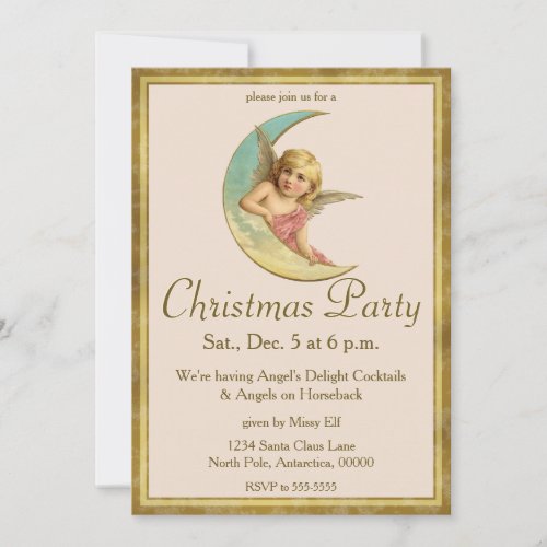 Vintage Moon Angel Invitation