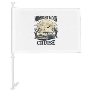 Vintage Moon Car Gothic Classic Auto Halloween Des Flag
