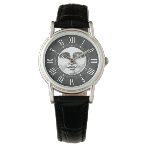 Vintage Moon Face in Chalk White Watch