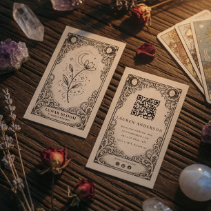 Vintage Moon Flower Florist   Celestial Botanical Business Card