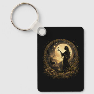 Vintage Moon Goddess Celestial Women Feminine Keychain