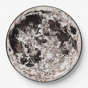 Vintage Moon Illustration Paper Plates