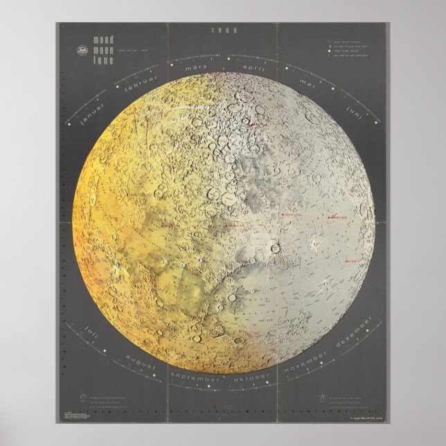 Vintage Moon Map Poster (Front)